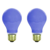 2Pk - Sunlite 25w A19 120v E26 Medium Base Ceramic Blue Colored Light Bulb
