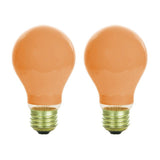 2Pk - SUNLITE 40w A19 120v Ceramic Orange Medium Base Bulb