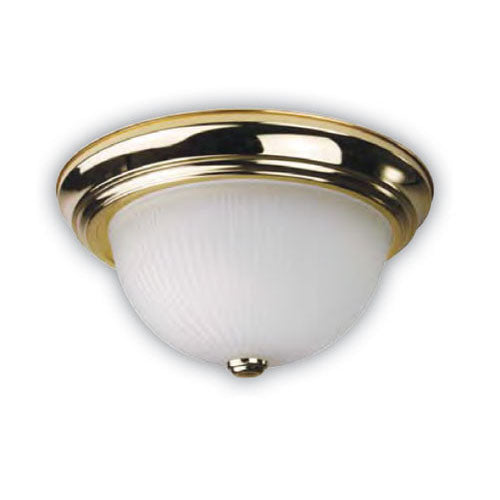 SUNLITE 18W Polished Brass dome fixture w/ Ribbed Frosted White glass