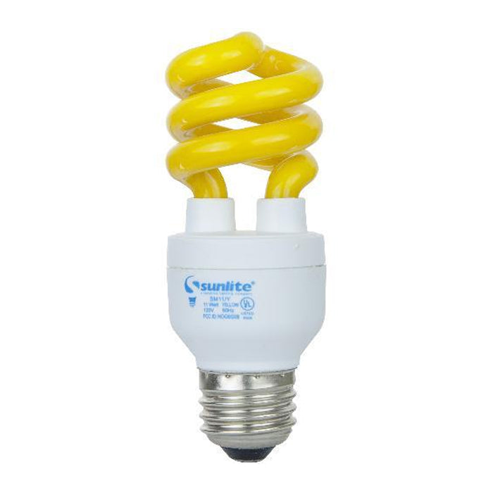 SUNLITE Compact Fluorescent 11W Super Mini Twist Yellow Colored CFL Bulb