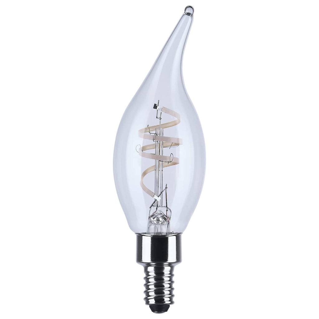 2Pk - Satco 4w CA11 LED Reminiscent Flex Coil Filament E12 Base 2700K 120v Bulb