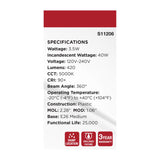 Satco 3.5w T14 LED 5000K CCT Clear E26 Base 120-240v Bulb - BulbAmerica