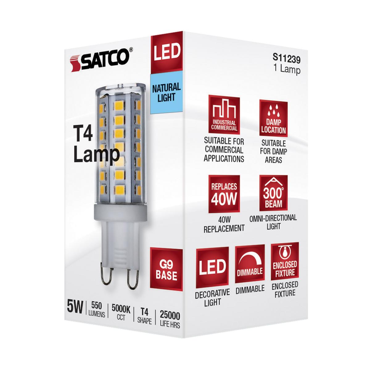 Jcd Led Satco 5W 120V JCD G9 LED 5000K Natural Light 550Lm Bulb - 40w Equiv ...