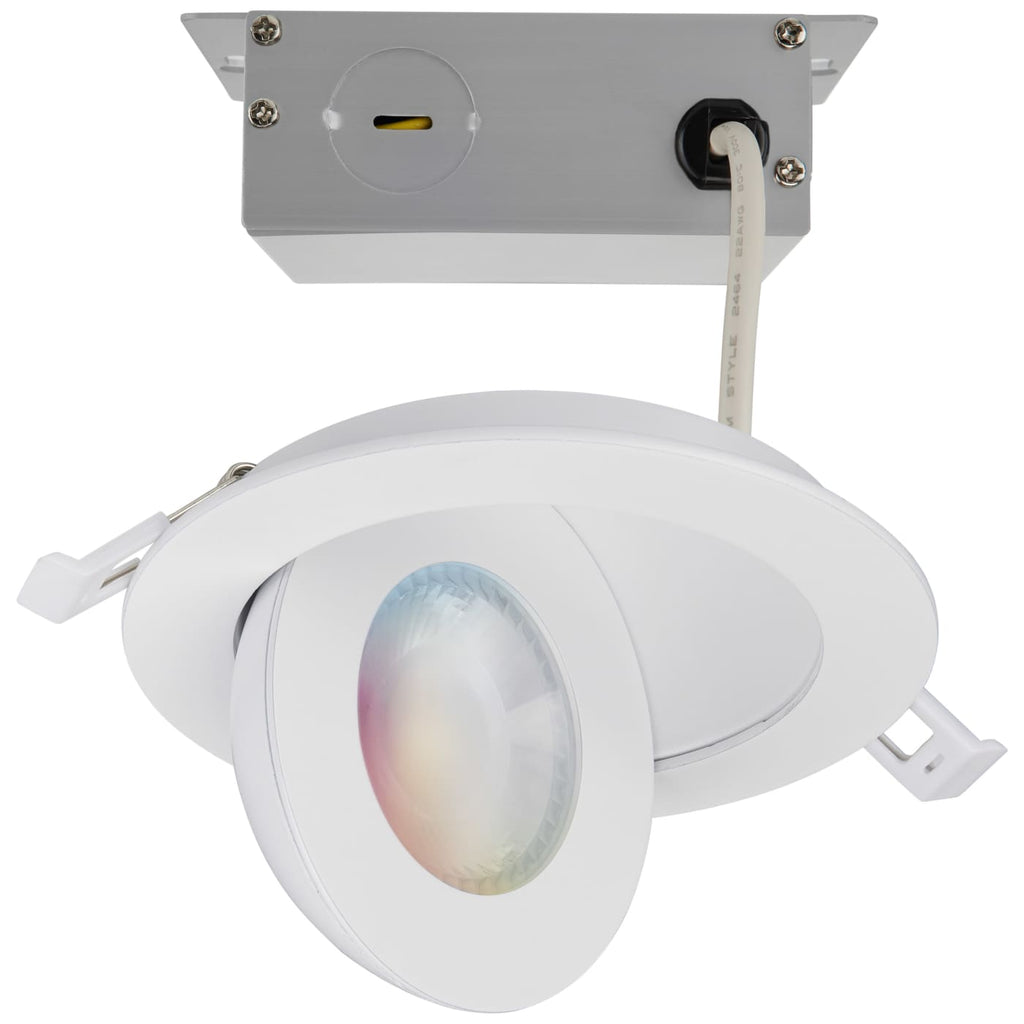Satco 4-in 9W LED Gimbal LED Downlight RGBW Round White Finish 120-277v
