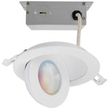 Satco 4-in 9W LED Gimbal LED Downlight RGBW Round White Finish 120-277v