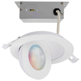 Satco 4-in 9W LED Gimbal LED Downlight RGBTW White Finish 120-277v