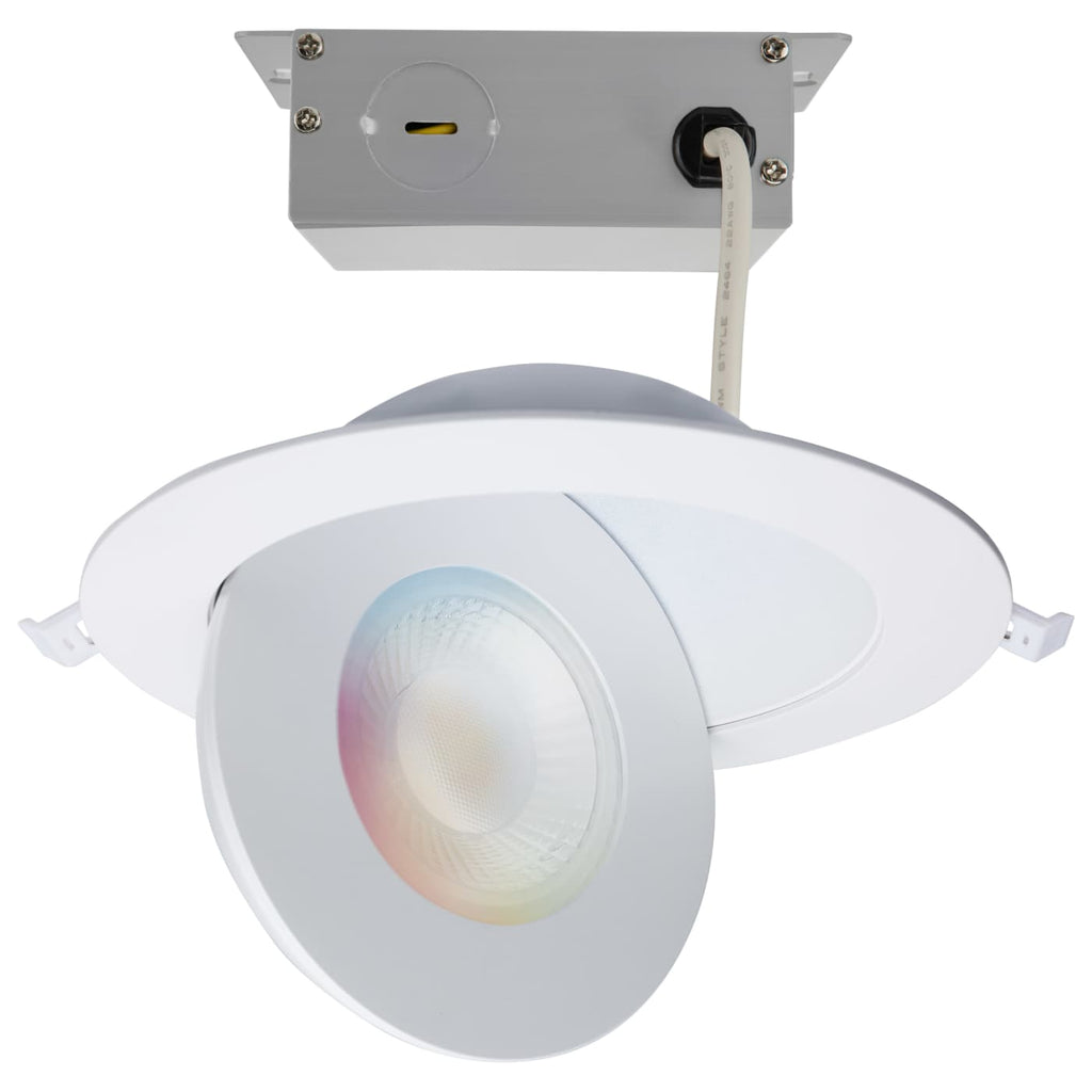 Satco 6-in 15W LED Gimbal LED Downlight RGBTW White Finish 120-277v