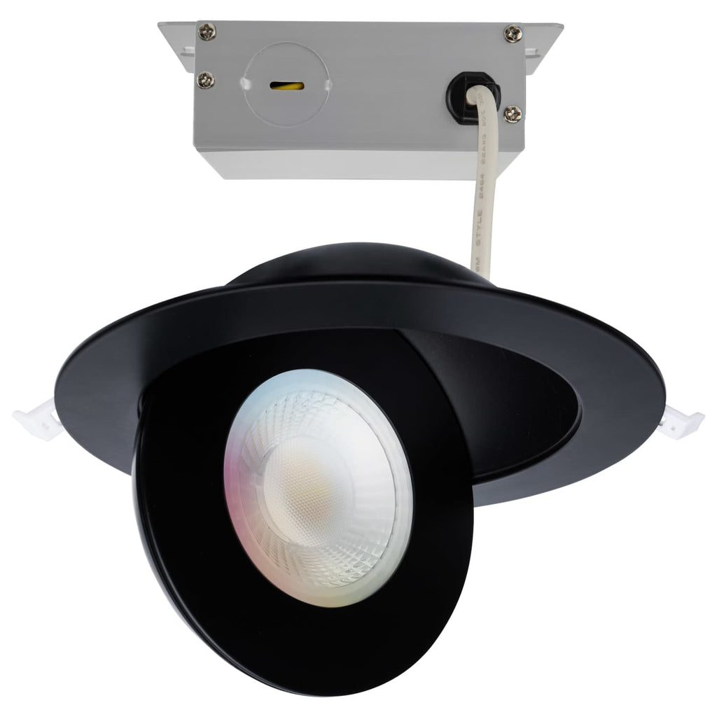 Satco 6-in 15W LED Gimbal LED Downlight RGBTW Black Finish 120-277v