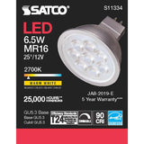 Satco 6.5W MR16 LED 2700K GU5.3 base 25 deg. Beam Angle 120v - BulbAmerica