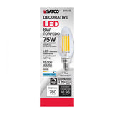 Satco 8w C11 LED 800Lm 5000K 120v Clear Finish Candelabra Base Bulb - BulbAmerica