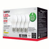 4Pk - Satco 9.5w 120v A19 LED Bulb 3000k Soft White - 60w-equiv - BulbAmerica