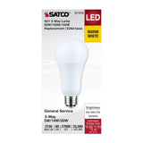 Satco A21 LED 3-Way Lamp Wattage Tunable 2700K E26d Double Contact Base 120v - BulbAmerica