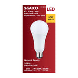 Satco A21 LED 3-Way Lamp Wattage Tunable 3000K E26d Double Contact Base 120v_1