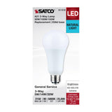 Satco A21 LED 3-Way Lamp Wattage Tunable 5000K E26d Double Contact Base 120v - BulbAmerica
