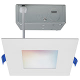 Satco 4-in 9W LED Direct Wire RGBTW Square White Finish