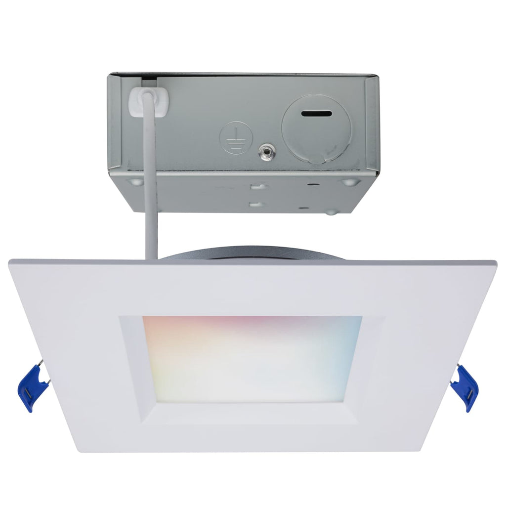 Satco 6-in 12W LED Direct Wire RGBTW Square Red White Finish