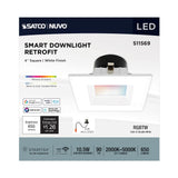 Satco 4-in 10.5W LED Retrofit Downlight RGBTW Square White Finish_2