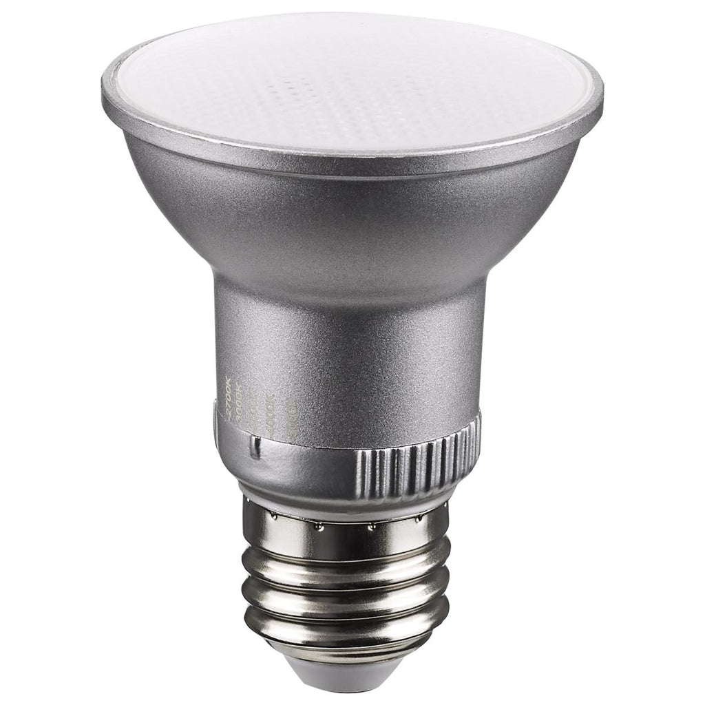 Satco 5.5w PAR20 LED E26 Base 25deg 120v CCT Selectable Silver Finish Bulb
