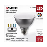 Satco 11w PAR30SN LED E26 Base 25deg 120v CCT Tunable Silver Finish Bulb - BulbAmerica