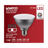 Satco 11w PAR30SN LED E26 Base 25deg 120v CCT Tunable Silver Finish Bulb_1