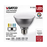 Satco 11w PAR30SN LED E26 Base 40deg 120v CCT Tunable Silver Finish Bulb - BulbAmerica