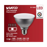 Satco 11w PAR30SN LED E26 Base 40deg 120v CCT Tunable Silver Finish Bulb_1