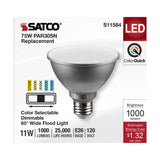 Satco 11w PAR30SN LED E26 Base 60deg 120v CCT Tunable Silver Finish Bulb - BulbAmerica