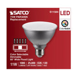 Satco 11w PAR30SN LED E26 Base 60deg 120v CCT Tunable Silver Finish Bulb_1