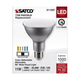 Satco 11w PAR30LN LED E26 Base 60deg 120v CCT Tunable Silver Finish Bulb - BulbAmerica