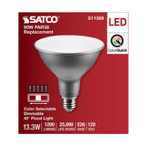 Satco 13.3w PAR38 LED E26 Base 40deg 120v CCT Tunable Silver Finish Bulb_1