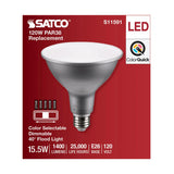 Satco 15.5w PAR38 LED E26 Base 40deg 120v CCT Tunable Silver Finish Bulb_1
