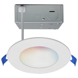 Satco 4-in 8W LED Direct Wire RGBTW Round White Finish