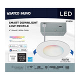 Satco 4-in 8W LED Direct Wire RGBTW Round White Finish_1