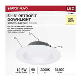 Satco 12.5w LED Downlight Retrofit 5-6-in 3000K White Finish 120v Dimmable_3