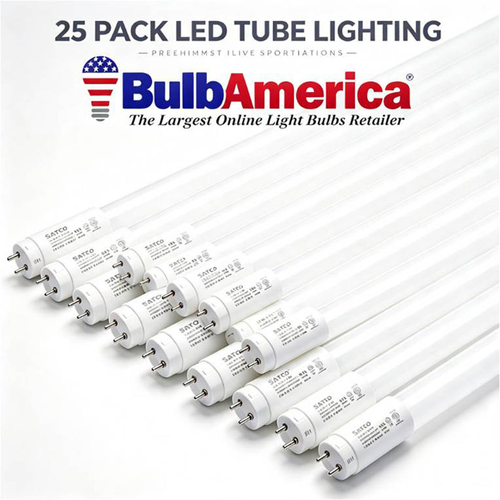 25Pk - Satco 11.5w 48-in T8 LED CCT Selectable Bi Pin Base 120-277v Tube Lamp