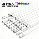 25Pk - Satco 18w 48-in T8 LED Tube CCT Selectable Fa8 Base Type A+B Lamp