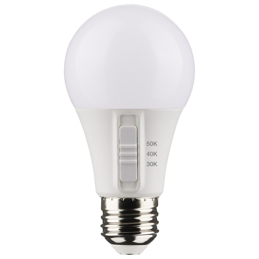 Satco 6w A19 LED 120v CCT Selectable 90 CRI White Finish Bulb