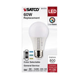 Satco 9w A19 LED 120v CCT Selectable 90 CRI White Finish Bulb_1