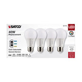 4Pk - Satco 6w A19 LED 120v CCT Selectable 90 CRI White Finish Bulb_1