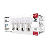 4Pk - Satco 6w A19 LED 120v CCT Selectable 90 CRI White Finish Bulb_3