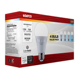 4Pk - Satco 12w A19 LED CCT Selectable Medium Base Frost Finish 120v Bulb_2
