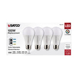 4Pk - Satco 14w A19 LED 120v CCT Selectable 90 CRI White Finish Bulb_1