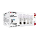 4Pk - Satco 14w A19 LED 120v CCT Selectable 90 CRI White Finish Bulb_4