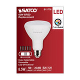 Satco 8.5w BR30 LED 120v CCT Selectable 90 CRI White Finish Bulb_1