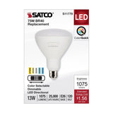 Satco 13w BR40 LED 120v CCT Selectable 90 CRI White Finish Bulb - BulbAmerica