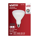 Satco 13w BR40 LED 120v CCT Selectable 90 CRI White Finish Bulb_1