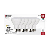 6Pk - Satco 8.5w BR30 LED 120v CCT Selectable 90 CRI White Finish Bulb - BulbAmerica