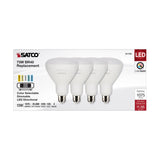 4Pk - Satco 13w BR40 LED 120v CCT Selectable 90 CRI White Finish Bulb - BulbAmerica