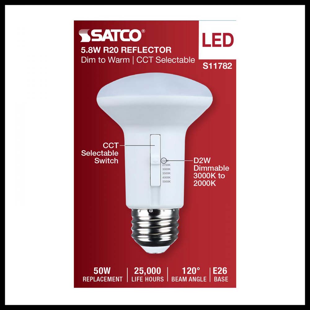 R20 Reflector Led 5.8w R20 LED Reflector Bulb CCT Selectable Warm White to Natural Light ...