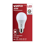 Satco 5w A19 LED Medium Base 120v CCT Selectable White Finish Bulb_2